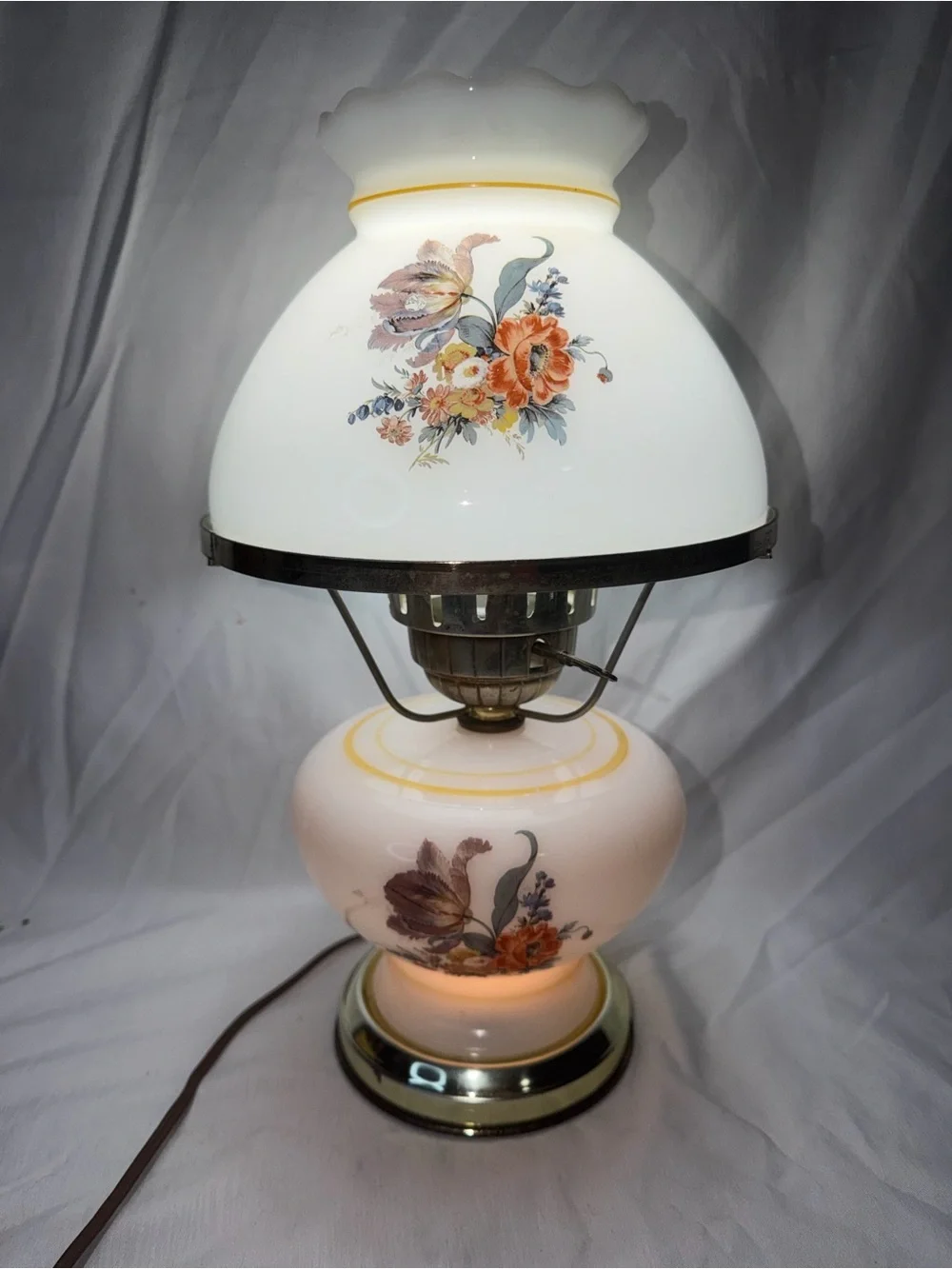 Vintage Floral Milk Glass 